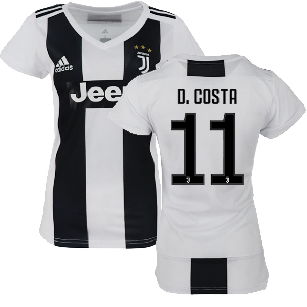 Douglas Costa Juventus FC Adidas White & Black Short Shirt : 18/19 Serie A Club #11 Women's Authentic Home Soccer Jersey